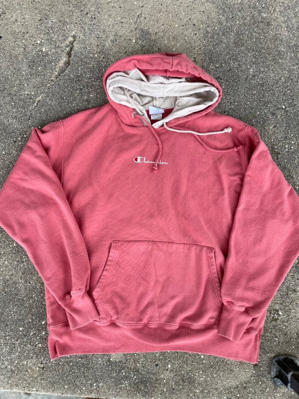 Champion Reverse Weave Hoodie Mens XL Pink Vintage Faded Coachella Street Baggy